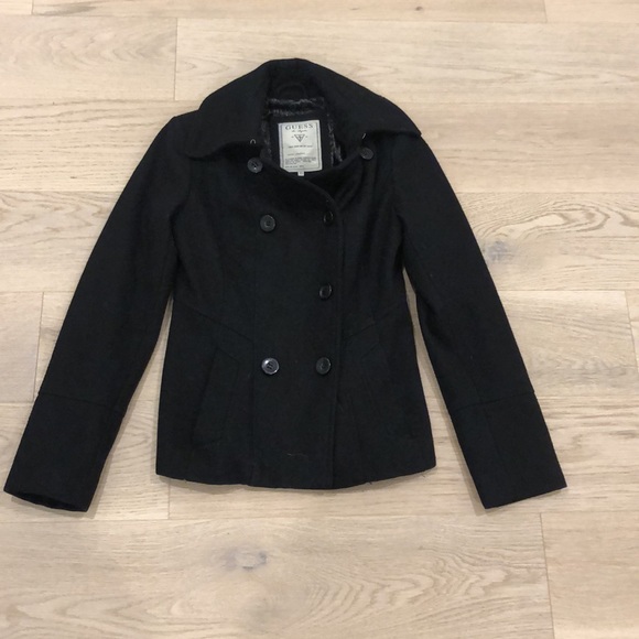 Guess Black Pea Coat - Picture 1 of 4